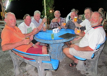 The anglers enjoy a beer while swapping stories of the ones that “got away”.
